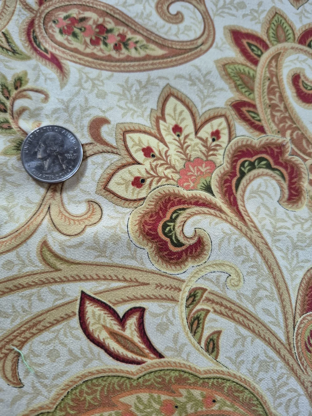 Paisley Gold Multicolor Home Decor Cotton Fabric 1 Yard 58” wide Mill Creek Sewi